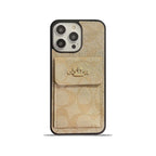 Custodia classica per iPhone con portafoglio porta carte Caffè -SZK240425