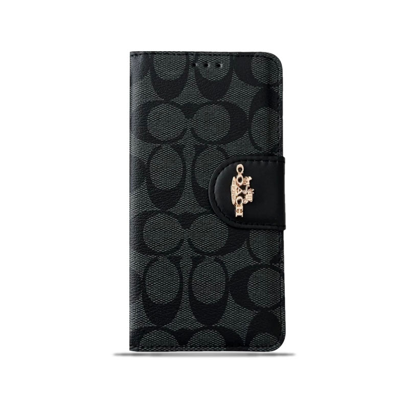 Klassiskt iPhone Fodral Läder Flip Fodral med korthållare Svart