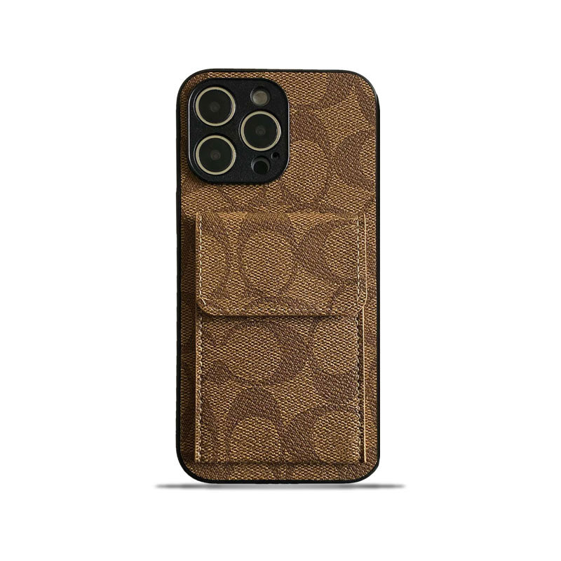ウォレット付きクラシック iPhone ケース ライトブラウン-HP240513