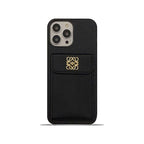 Capa luxuosa para iPhone com suporte para cartão preto-QBK240603