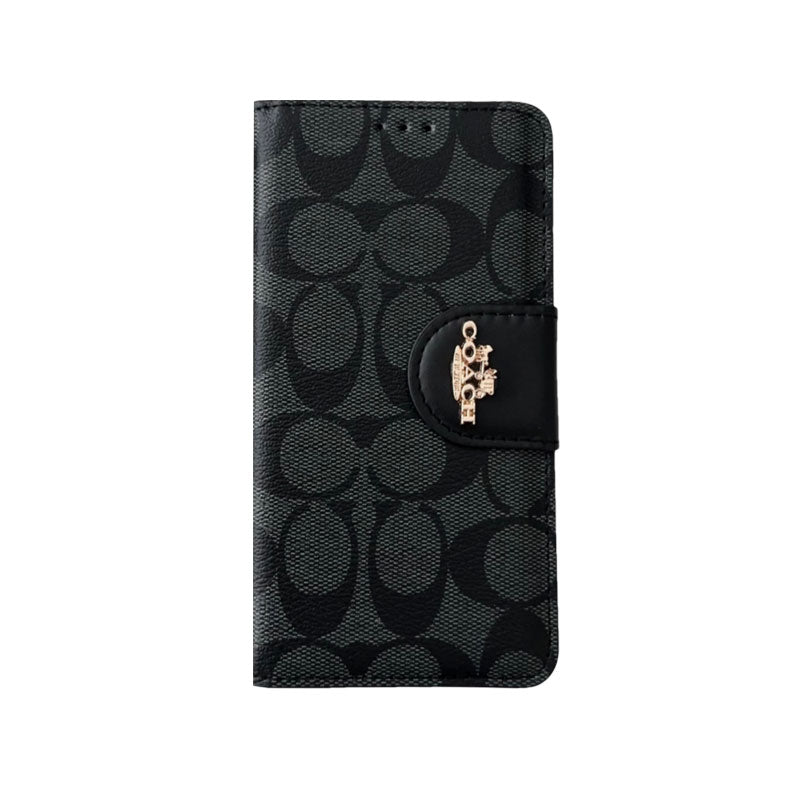 Klassiskt iPhone Fodral Läder Flip Fodral med korthållare Svart