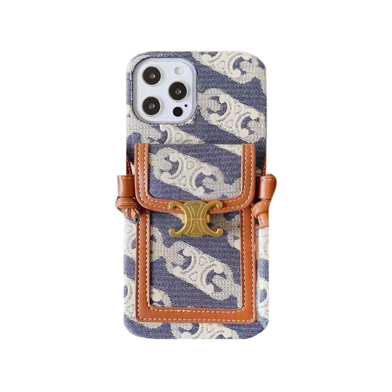 Λευκή Celine Θήκη iPhone με θήκη για κάρτα -LH240109
