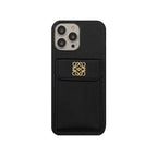 Capa luxuosa para iPhone com suporte para cartão preto-QBK240603