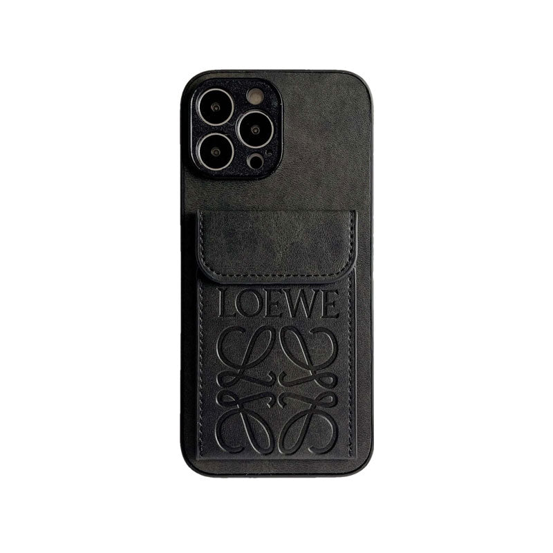Luksusowe etui na iPhone'a z uchwytem na kartę, czarne-LZP241448