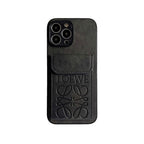 Luksusowe etui na iPhone'a z uchwytem na kartę, czarne-LZP241448
