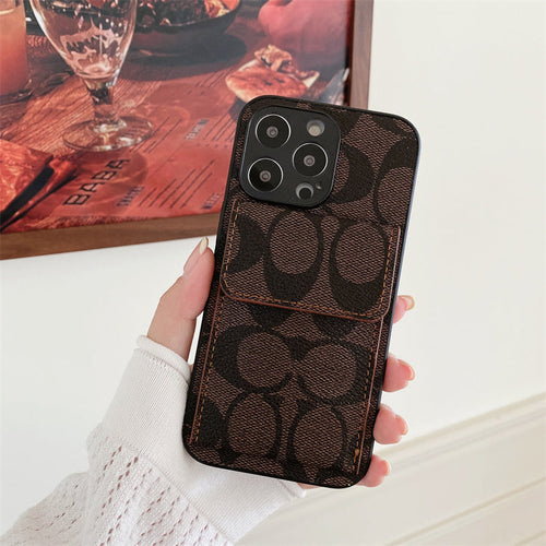 Classic iPhone Case With Wallet Dark Brown-HP240513