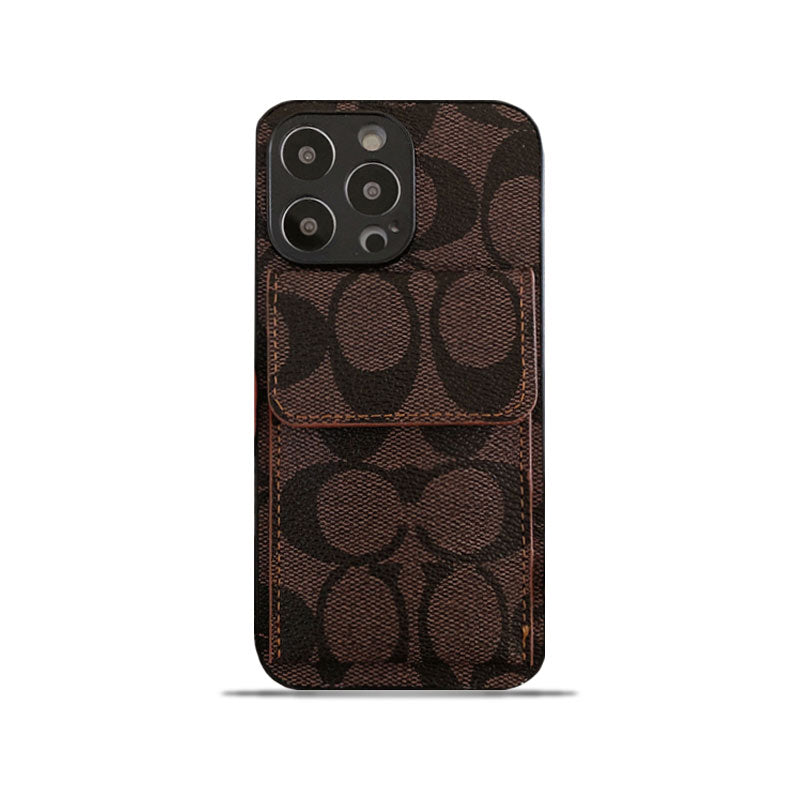 Klassische iPhone-Hülle mit Brieftasche, Dunkelbraun-HP240513