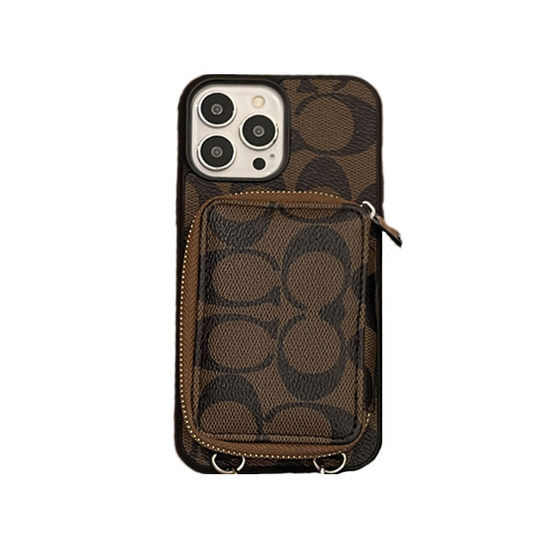 Κλασική θήκη iPhone με πορτοφόλι Coffee-LQB241412