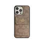 Classic iPhone Case With Card Holder Wallet Coffee -SZK240425