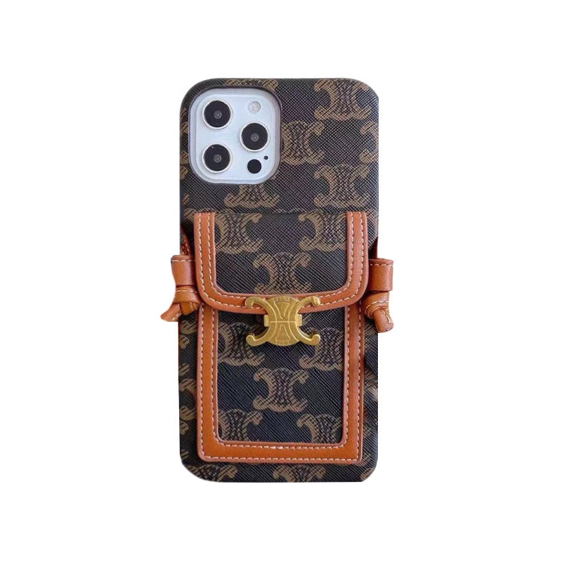Λευκή Celine Θήκη iPhone με θήκη για κάρτα -LH240109