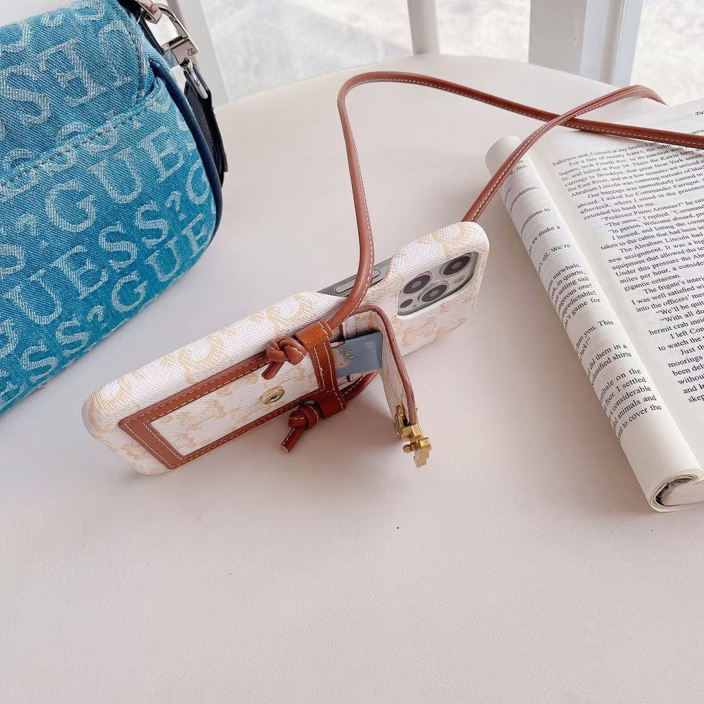 Λευκή Celine Θήκη iPhone με θήκη για κάρτα -LH240109