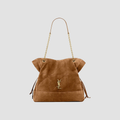 Quilted Drawstring Shoulder Bag | Gold Chain Detail