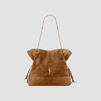 Quilted Drawstring Shoulder Bag | Gold Chain Detail