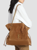 Quilted Drawstring Shoulder Bag | Gold Chain Detail