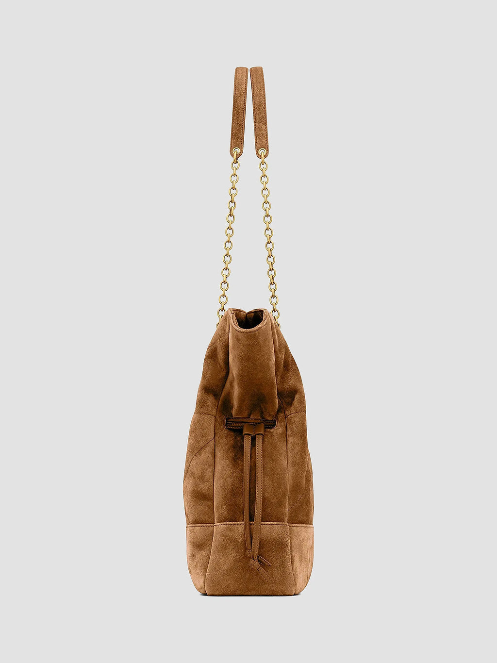 Quilted Drawstring Shoulder Bag | Gold Chain Detail