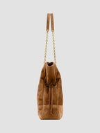 Quilted Drawstring Shoulder Bag | Gold Chain Detail