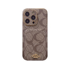 Klasyczne etui na iPhone'a z miejscem na kartę Kawowy -KB241651