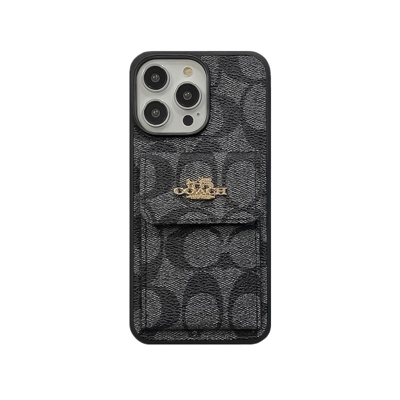 Classic iPhone Case With Card Holder Wallet Light Brown -SZK240425