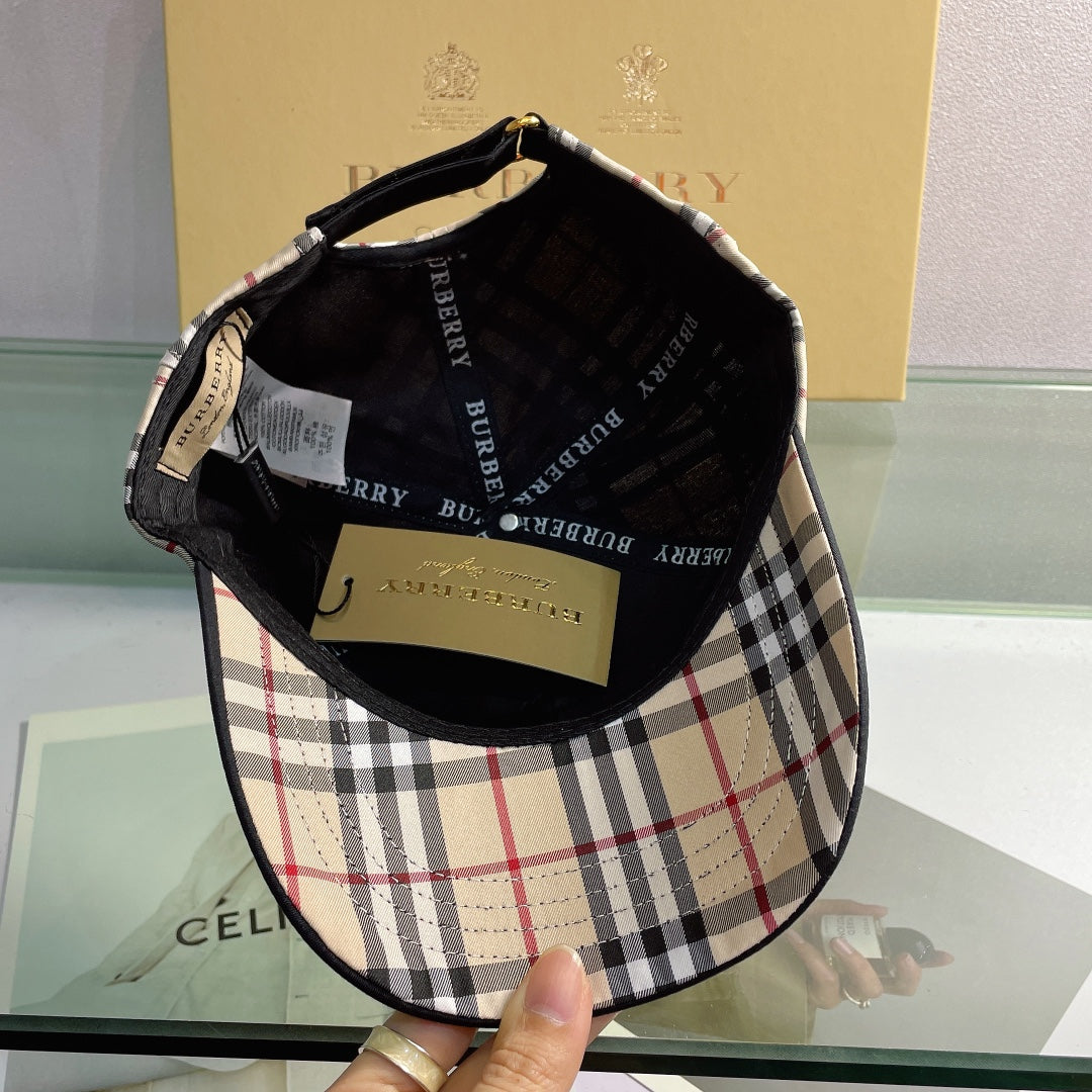Luxury Baseball Cap Classic Check Embroidered