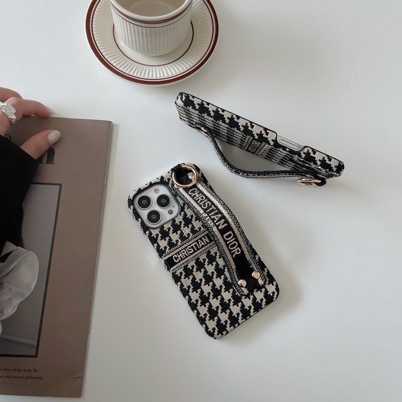 Capa para iPhone com pulseira Houndstooth da moda