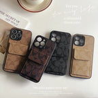 Étui classique pour iPhone avec portefeuille noir-HP240513