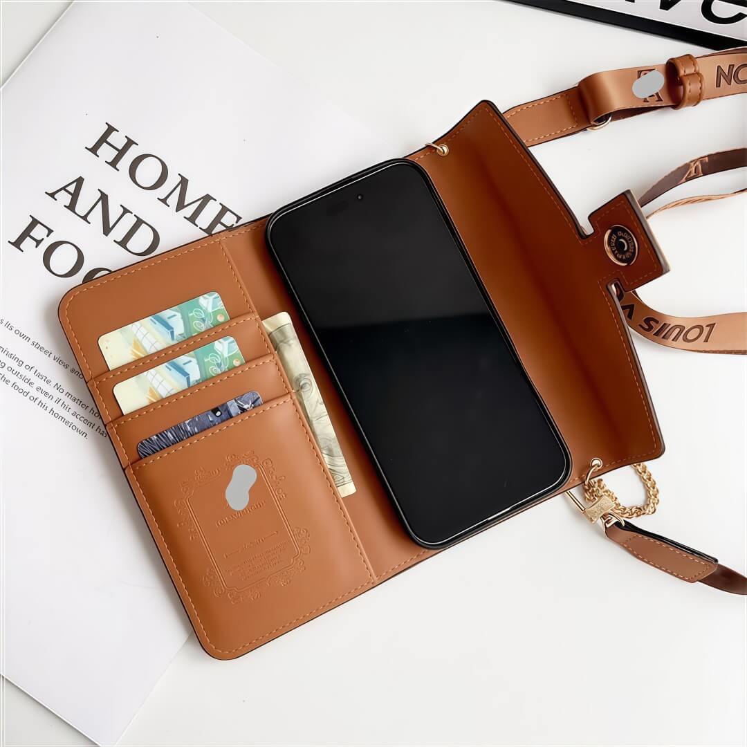Leren crossbodytas-geïnspireerde iPhone-hoesje met kaarthouder