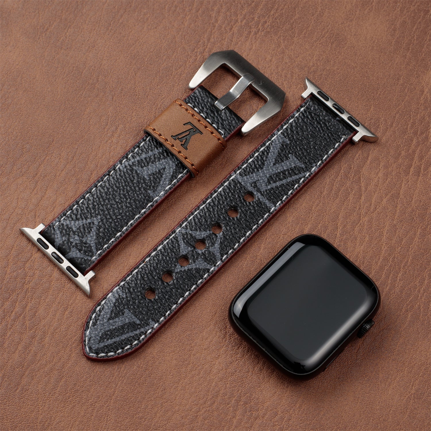 Leather Monogram Apple Watch Bands