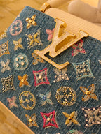Luxury Denim Embellished Capucines Mini Bag