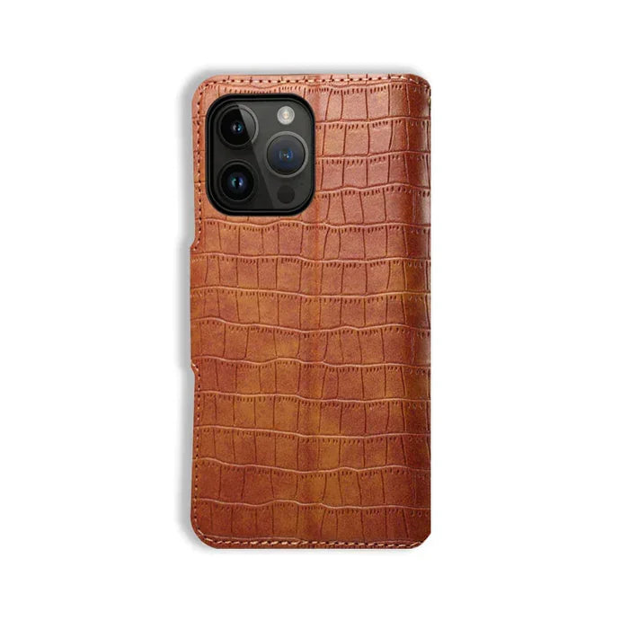 Alligator Print iPhone tok pénztárcával és szíjjal