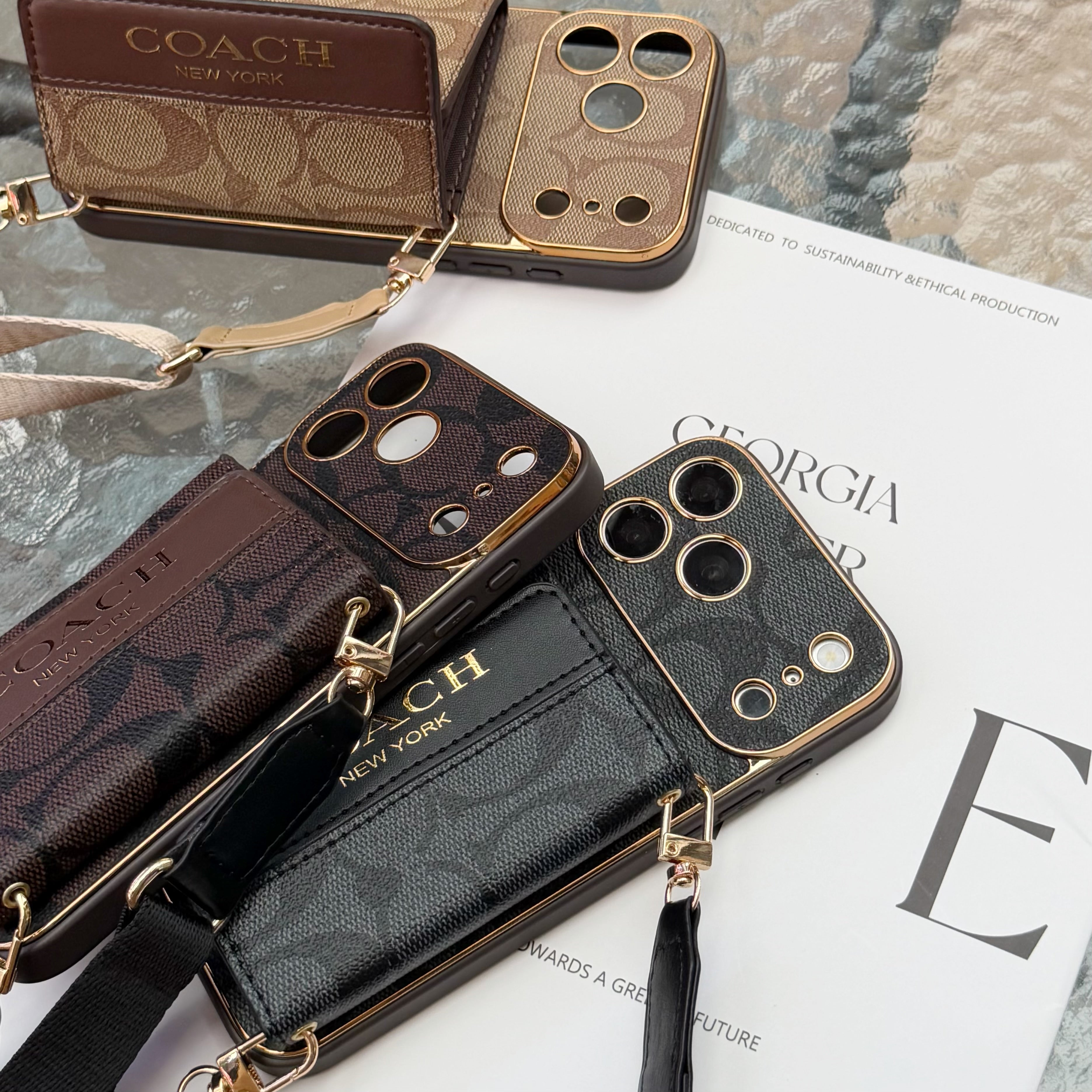 Πολυτελής προηγμένη δερμάτινη θήκη iPhone με θήκη για κάρτα & Ιμάντας