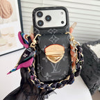 Luksusowe etui Crossbody na iPhone'a z kieszenią na kartę & Odpinany pasek