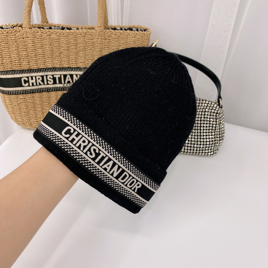 Vintage Oblique Wool Knit Beanie | Luxury Designer Winter Hat