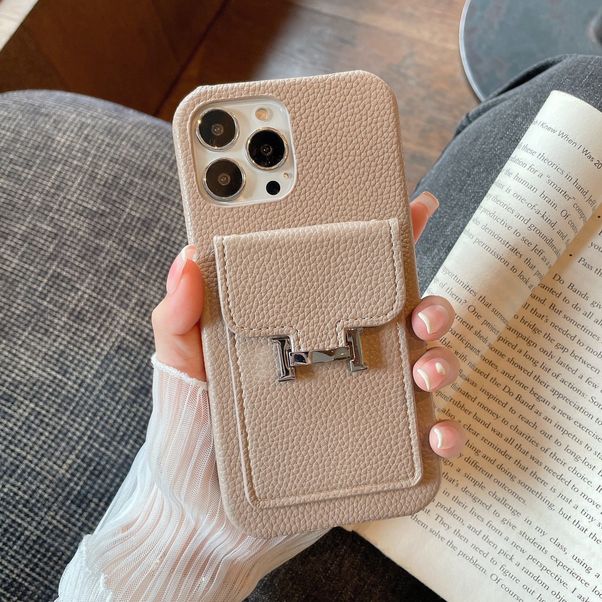 H kártyatartó bőr iPhone tok