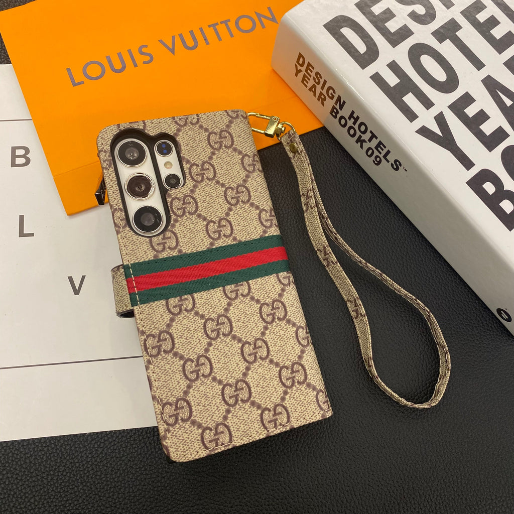 MONOGRAM CANVAS LEREN PORTEFEUILLE SAMSUNG MOBIEL TELEFOONHOESJE