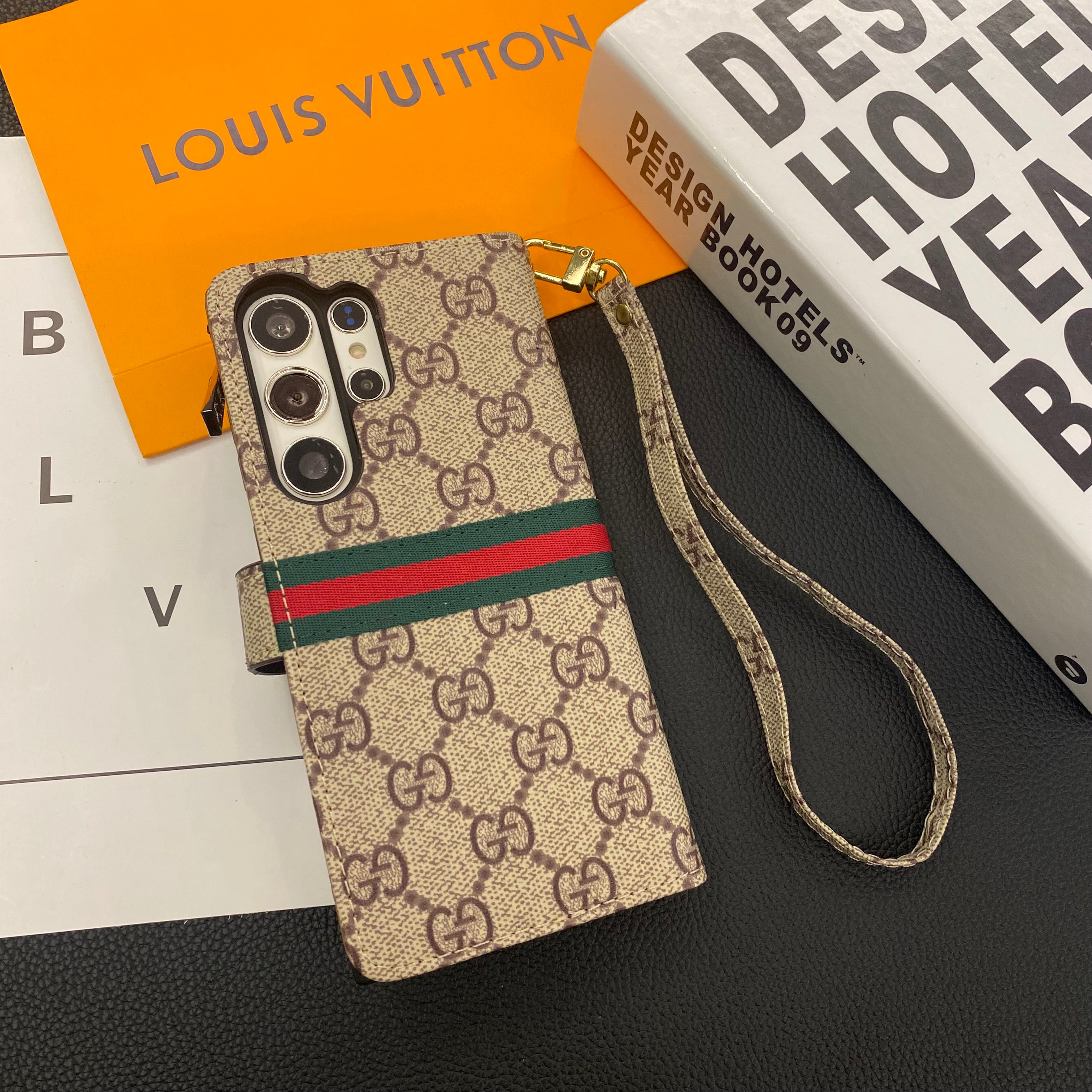 MONOGRAM CANVAS LEREN PORTEFEUILLE SAMSUNG MOBIEL TELEFOONHOESJE