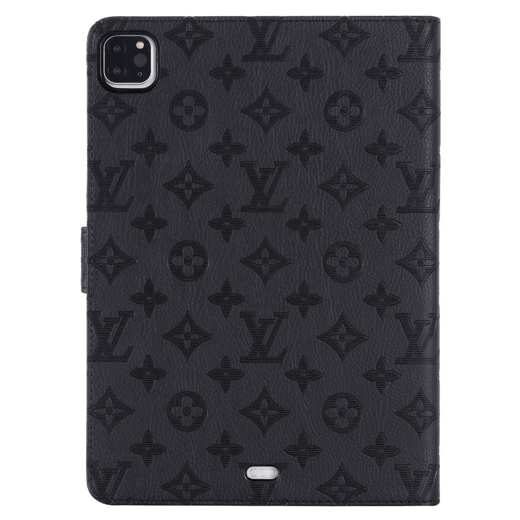 3D dombornyomott vászon monogram tok Apple iPad kihajtható fedél állvány funkcióval