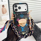 Luksusowe etui Crossbody na iPhone'a z kieszenią na kartę & Odpinany pasek
