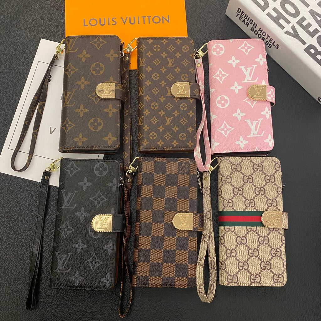 MONOGRAM CANVAS LEREN PORTEFEUILLE SAMSUNG MOBIEL TELEFOONHOESJE