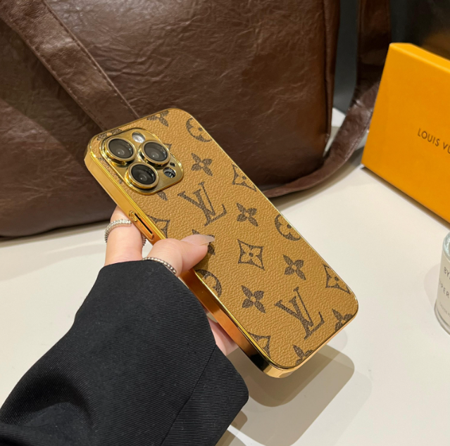 Πολυτελής Κλασική θήκη iPhone με μονόγραμμα με ηλεκτρολυμένες χρυσές άκρες