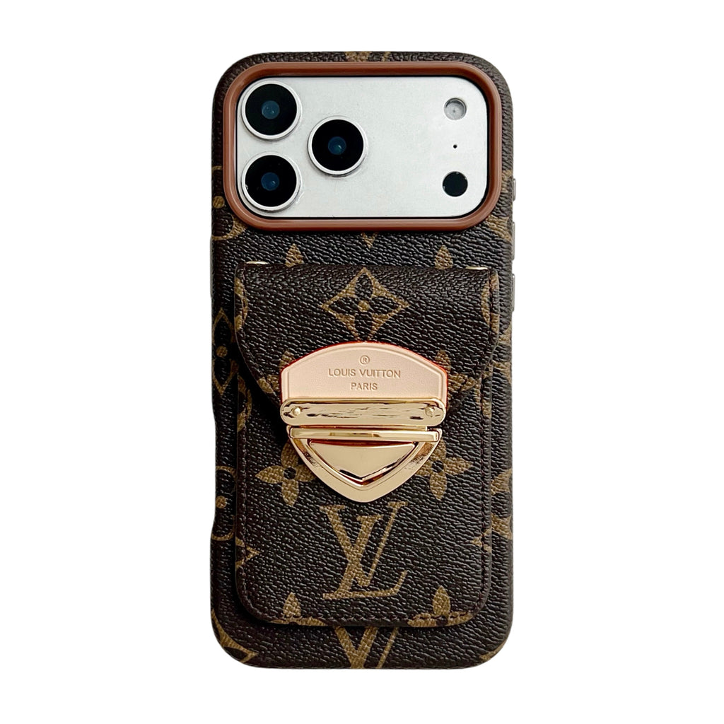 Luksusowe etui Crossbody na iPhone'a z kieszenią na kartę & Odpinany pasek