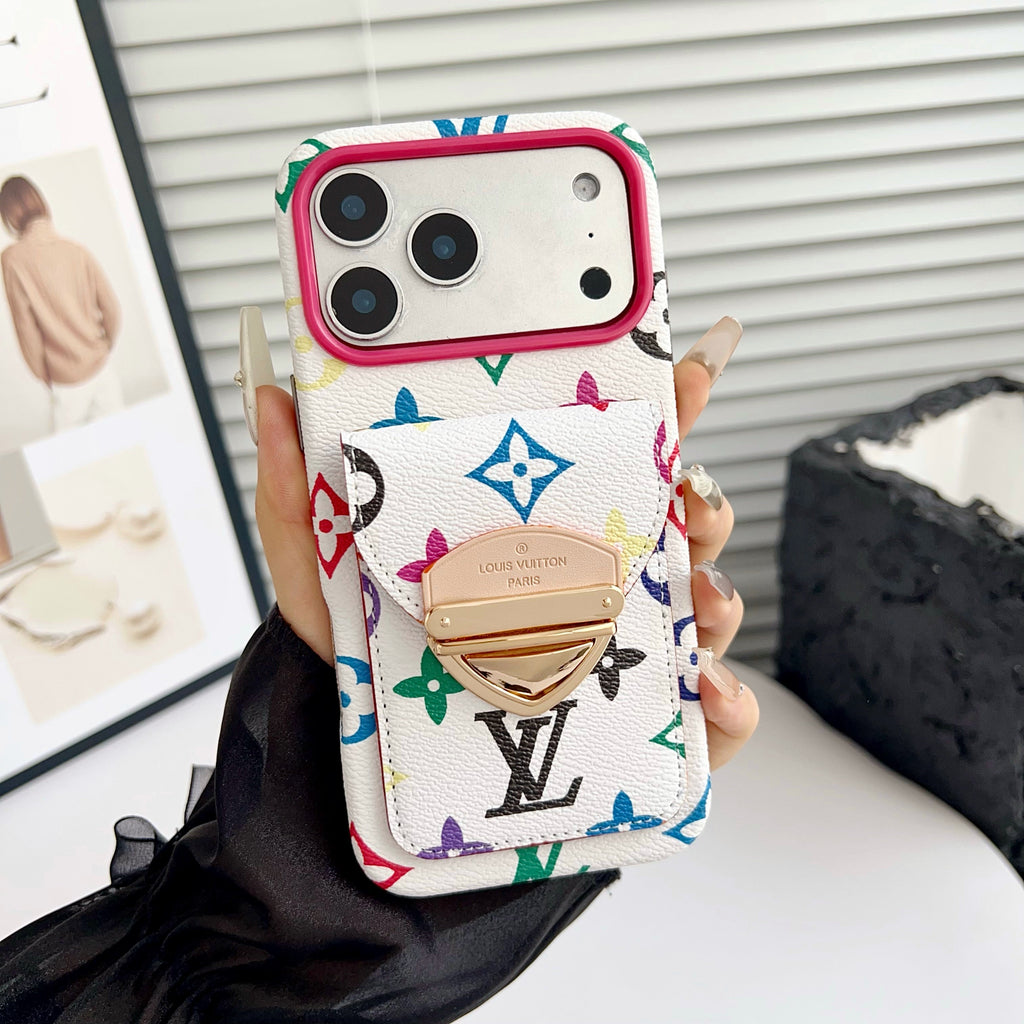 Luksusowe etui Crossbody na iPhone'a z kieszenią na kartę & Odpinany pasek