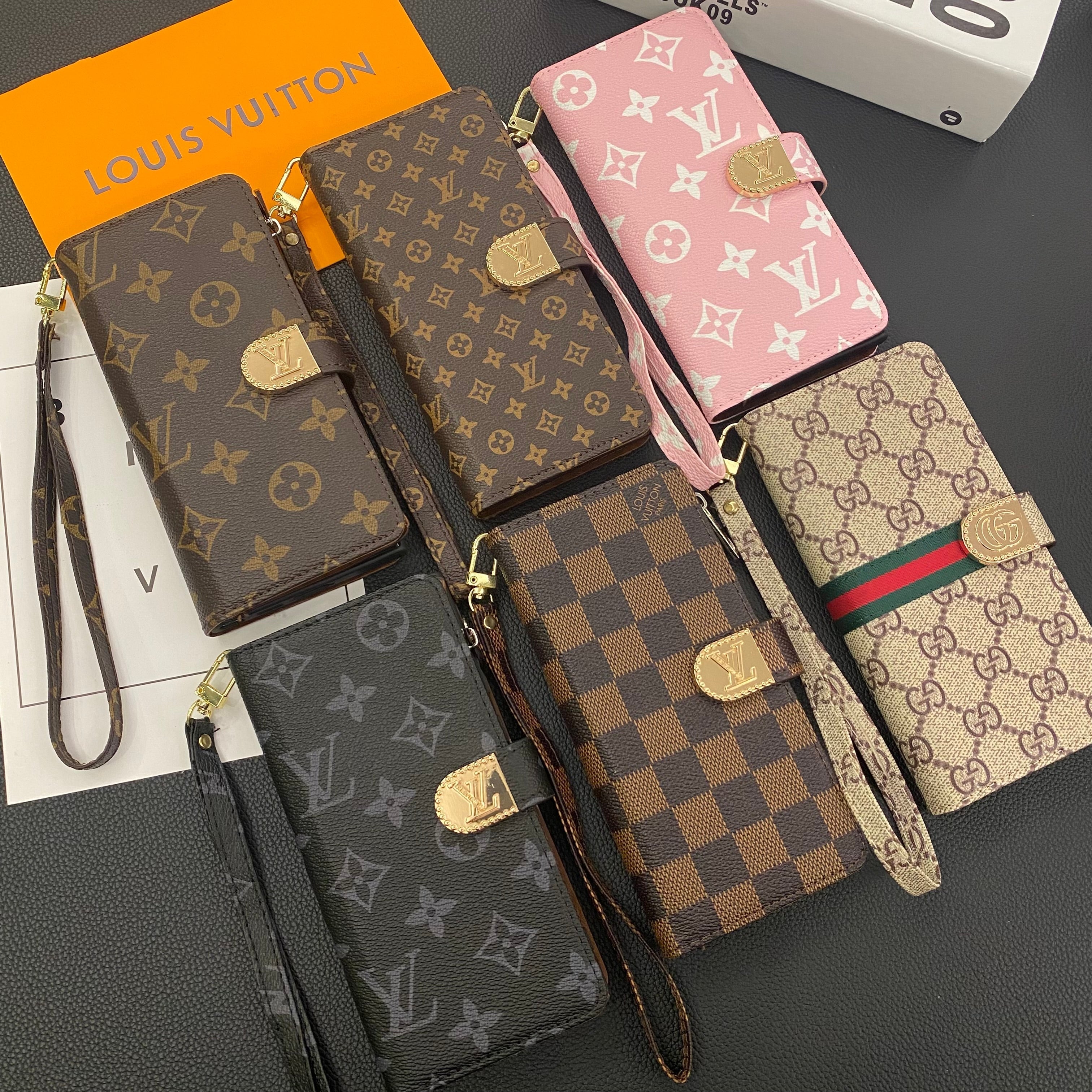 MONOGRAM CANVAS LEREN PORTEFEUILLE SAMSUNG MOBIEL TELEFOONHOESJE
