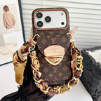 Luksusowe etui Crossbody na iPhone'a z kieszenią na kartę & Odpinany pasek