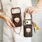 Luksusowe etui Crossbody na iPhone'a z kieszenią na kartę & Odpinany pasek