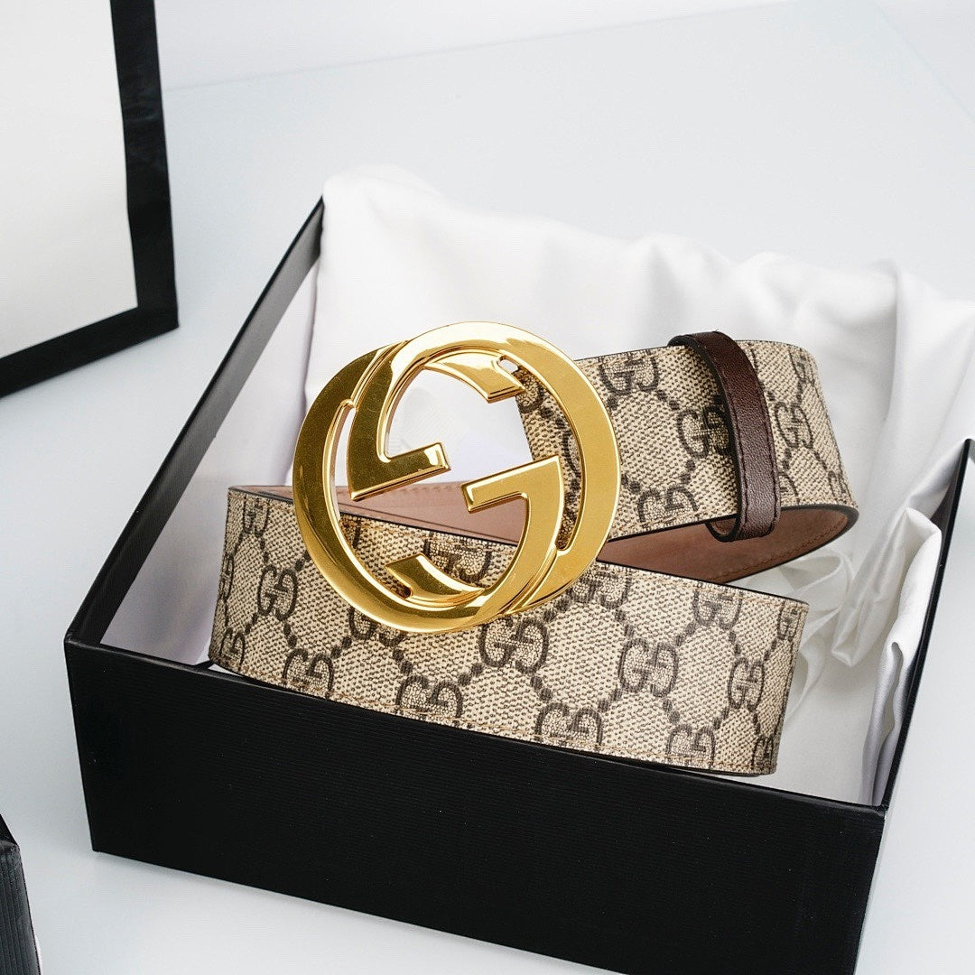 GG Reversible Leather Belt with Gold Buckle
