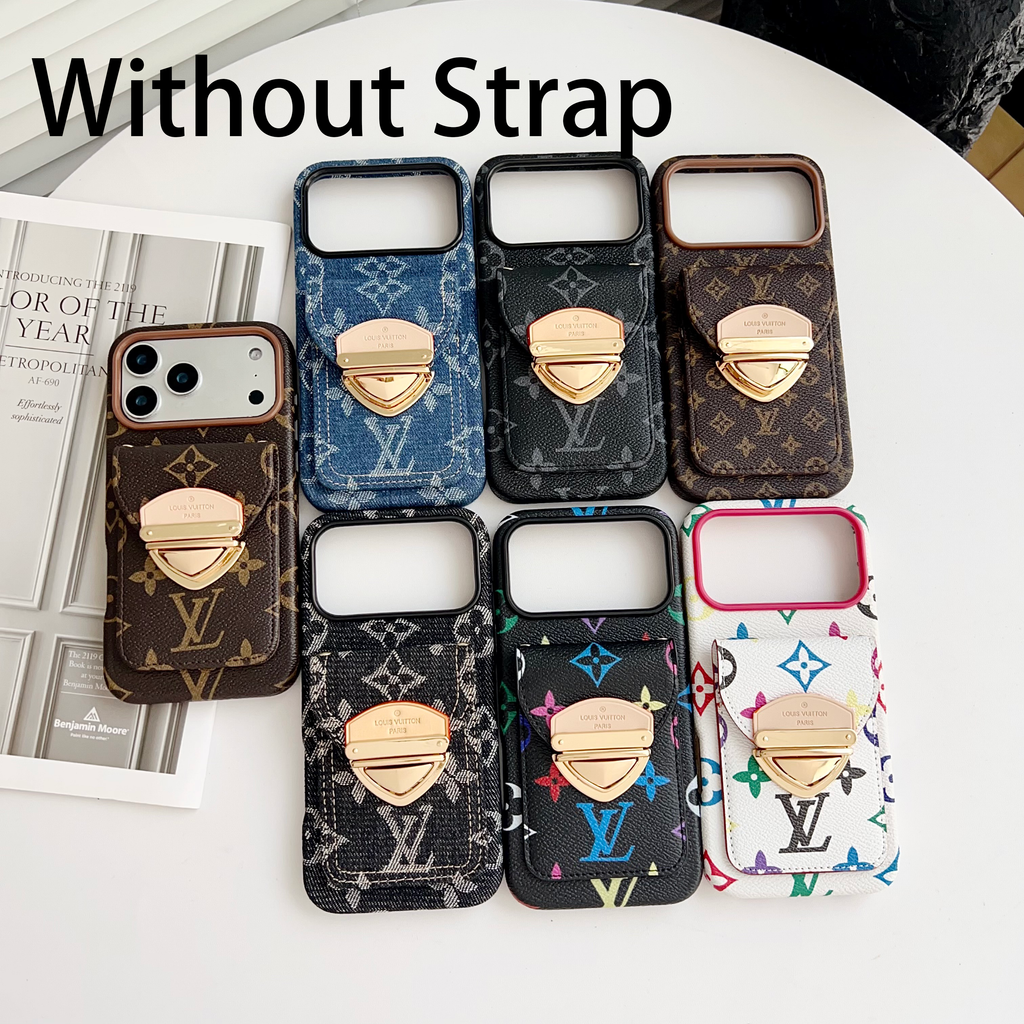 Luksusowe etui Crossbody na iPhone'a z kieszenią na kartę & Odpinany pasek