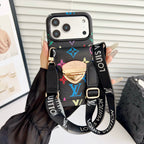 Luksusowe etui Crossbody na iPhone'a z kieszenią na kartę & Odpinany pasek