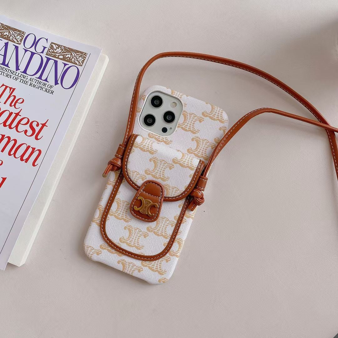 Λευκή Celine Θήκη iPhone με θήκη για κάρτα -LH240109