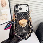 Luksusowe etui Crossbody na iPhone'a z kieszenią na kartę & Odpinany pasek