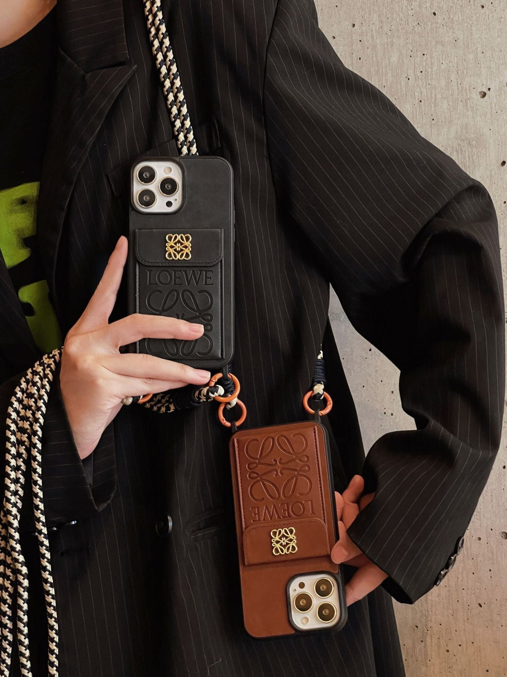 Loe kaarthouder leren iPhone-hoesje